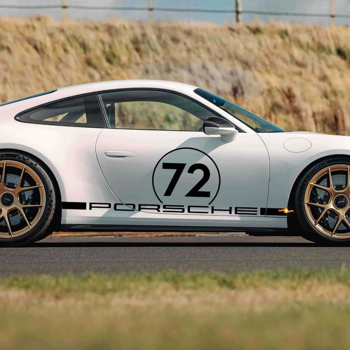 72 Racing Stijl Zijkant Vinyl Decal voor Porsche 911 GT3