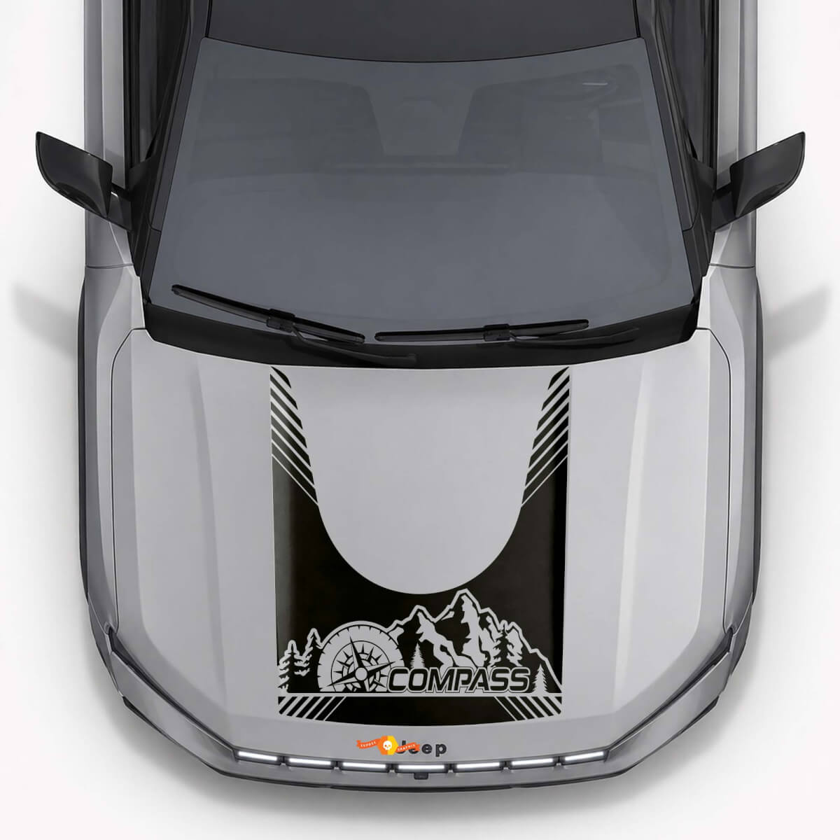 Compass Mountains Style Motorkap Vinyl Decal voor Jeep Compass 2026