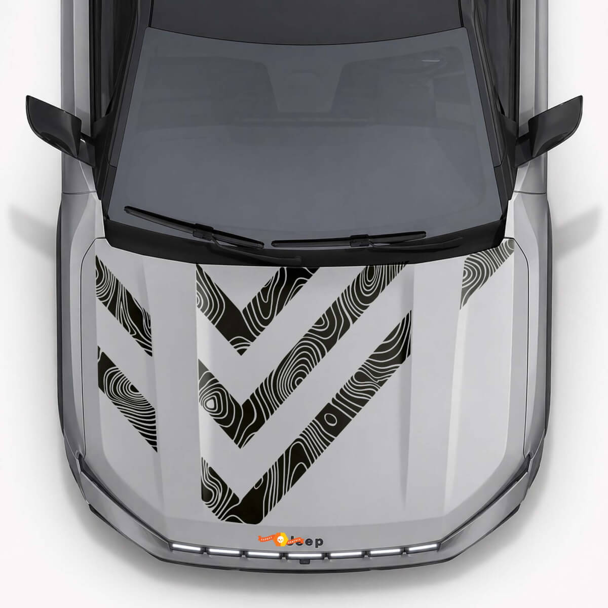 Topografische stijl motorkapstrepen vinylsticker voor Jeep Compass 2026