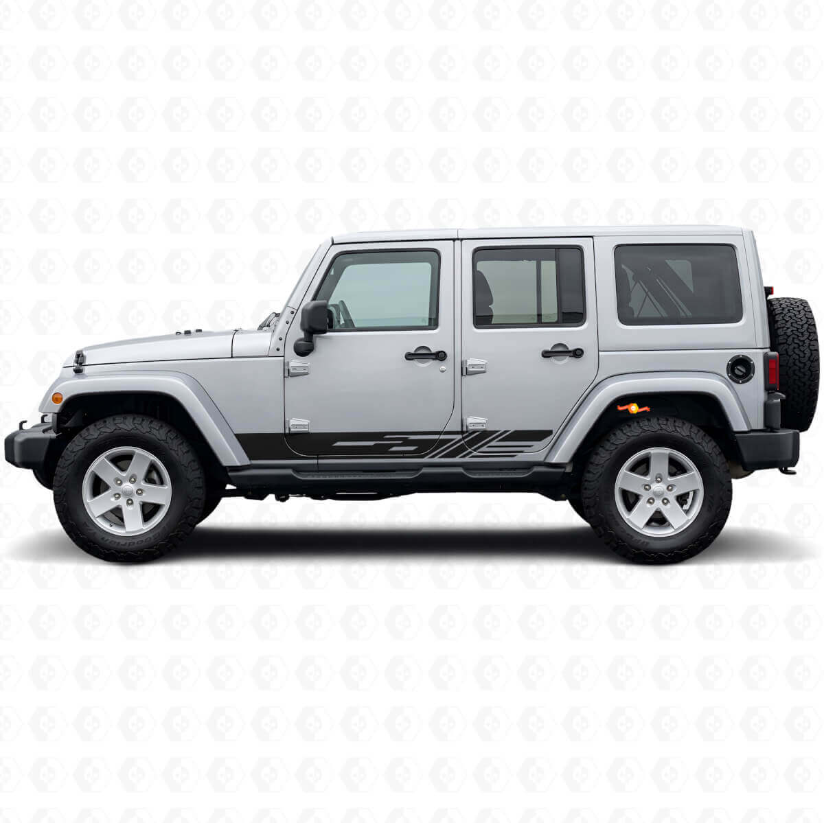 Geverfde Zijkstrepen Vinylsticker voor Jeep Wrangler JK 2007-2018