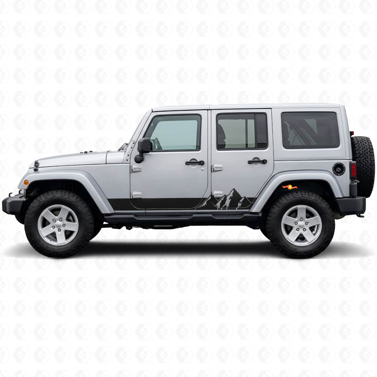 Mountains Wide Stripes Zij Vinyl Decal voor Jeep Wrangler JK 2007-2018
