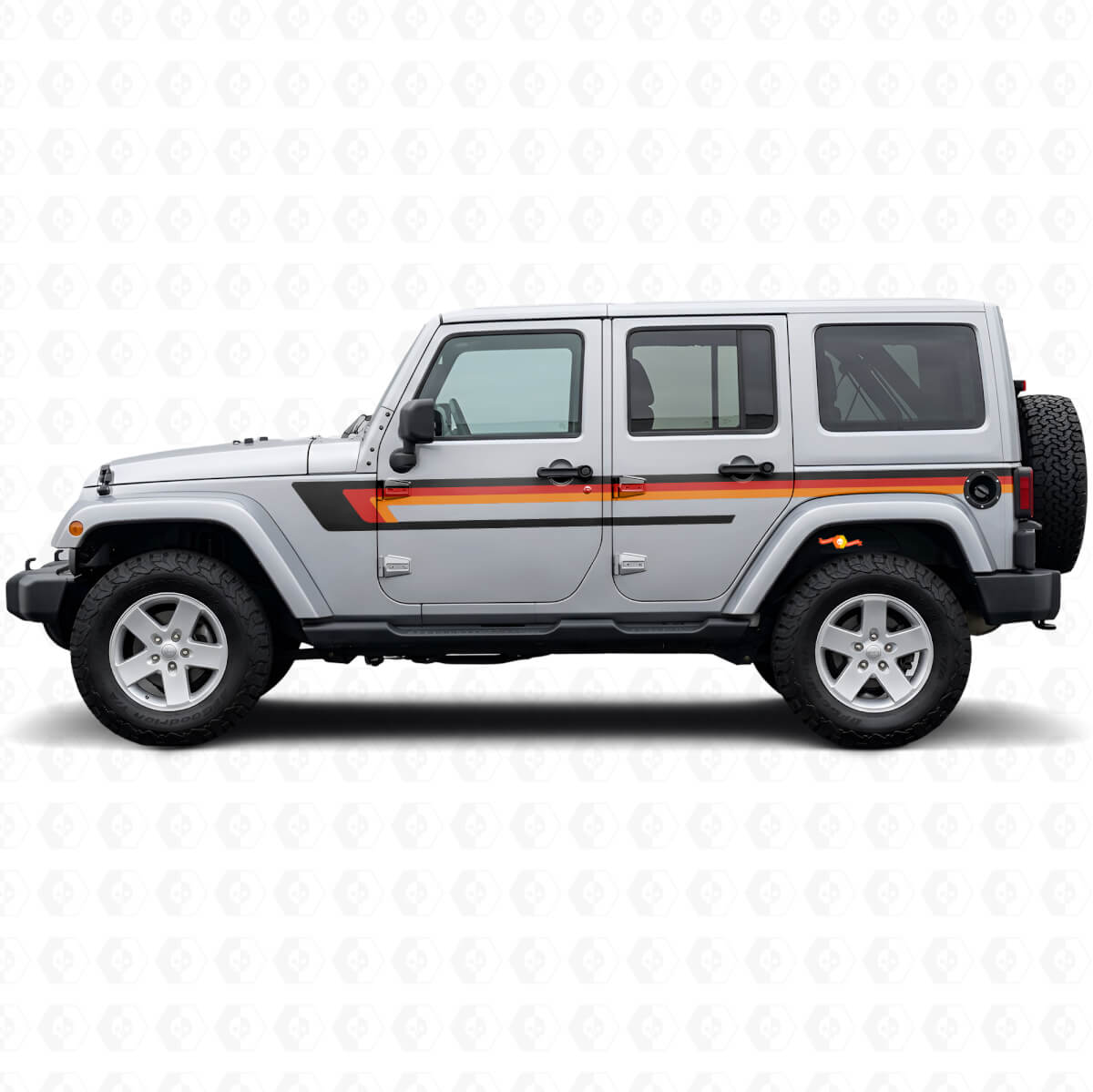 Drie Dubbele Strepen Deurzijde Vinyl Decal voor Jeep Wrangler JK 2007-2018