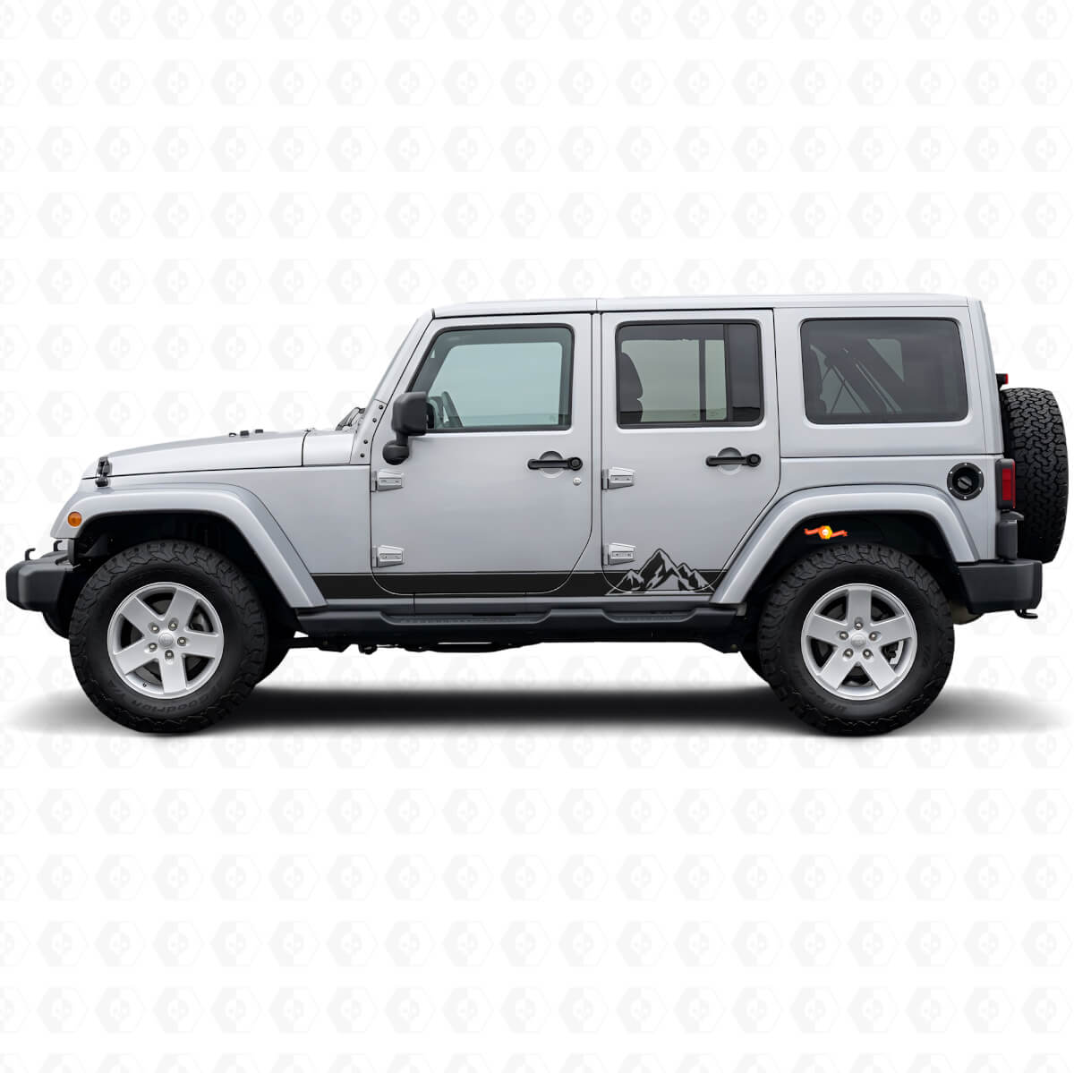 Mountains Style Strepen Zijkant Vinyl Decal voor Jeep Wrangler JK 2007-2018