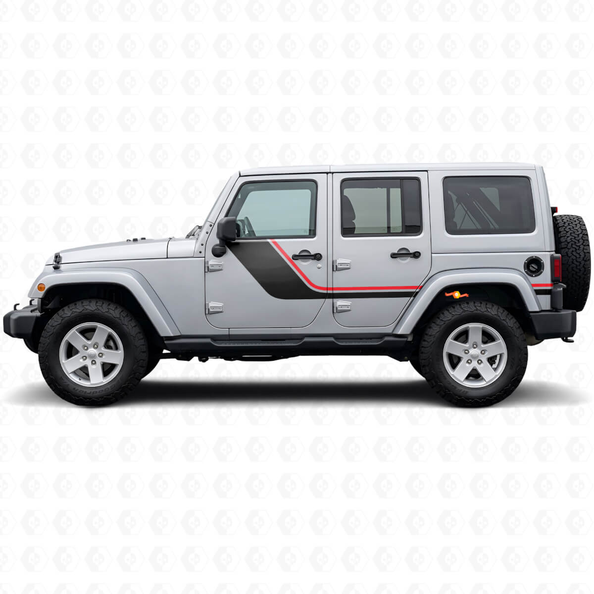 Twin Strepen Zij Vinyl Decal voor Jeep Wrangler JK 2007-2018