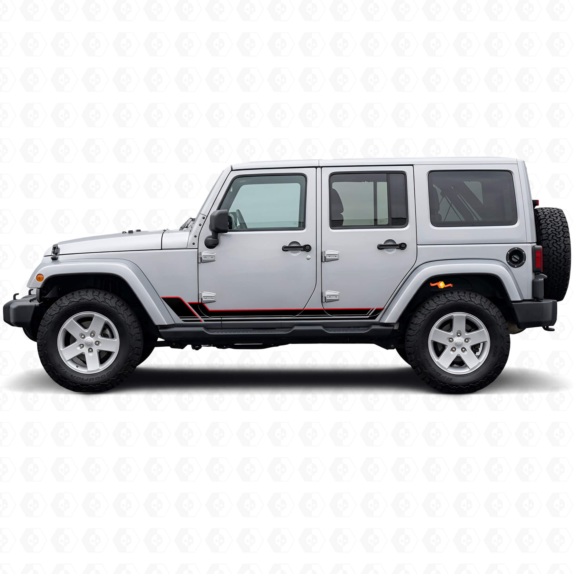 Twin Stripes dorpel vinyl sticker voor Jeep Wrangler JK 2007-2018