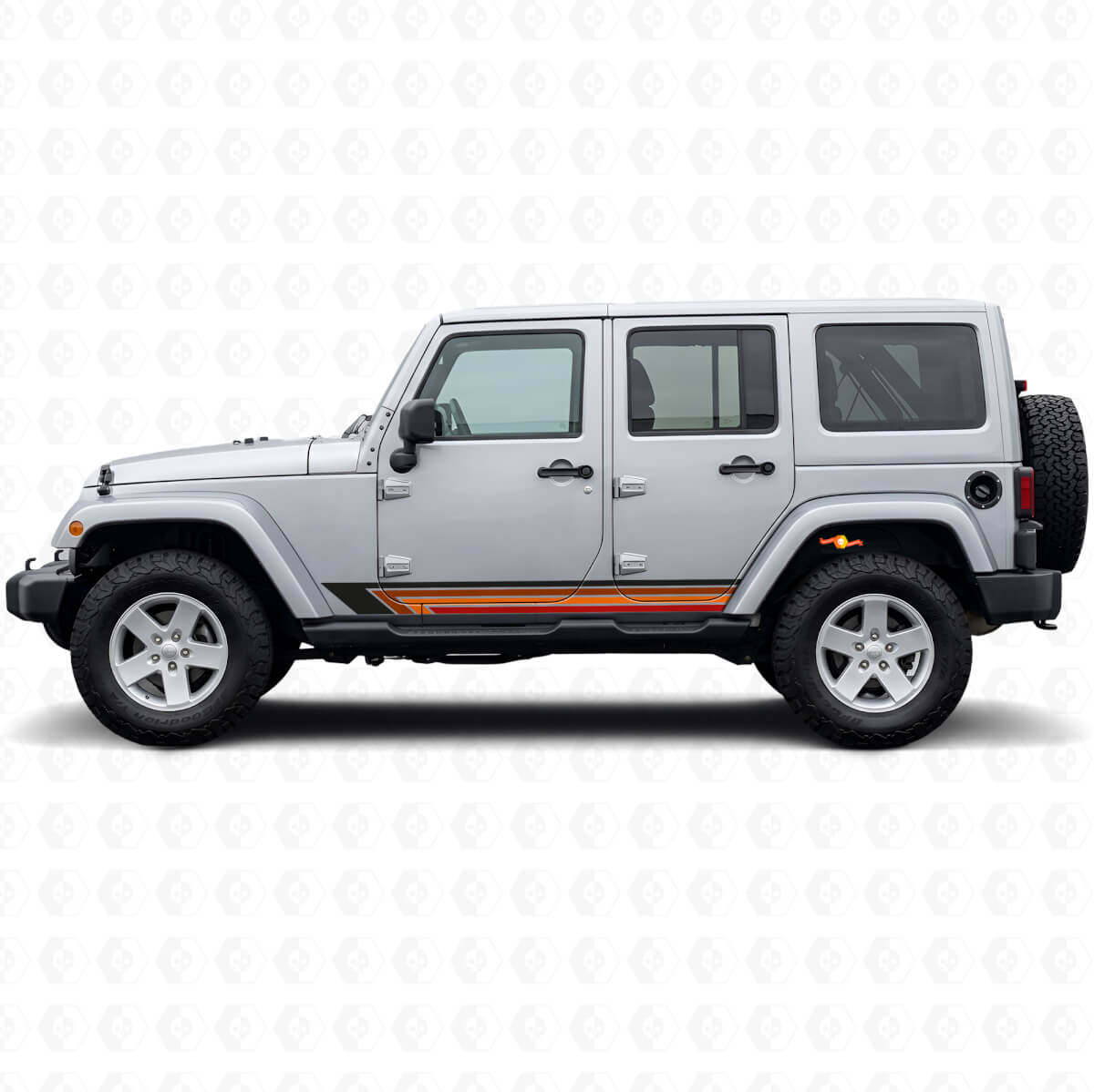 Vintage rechte strepen zijvinylsticker voor Jeep Wrangler JK 2007-2018