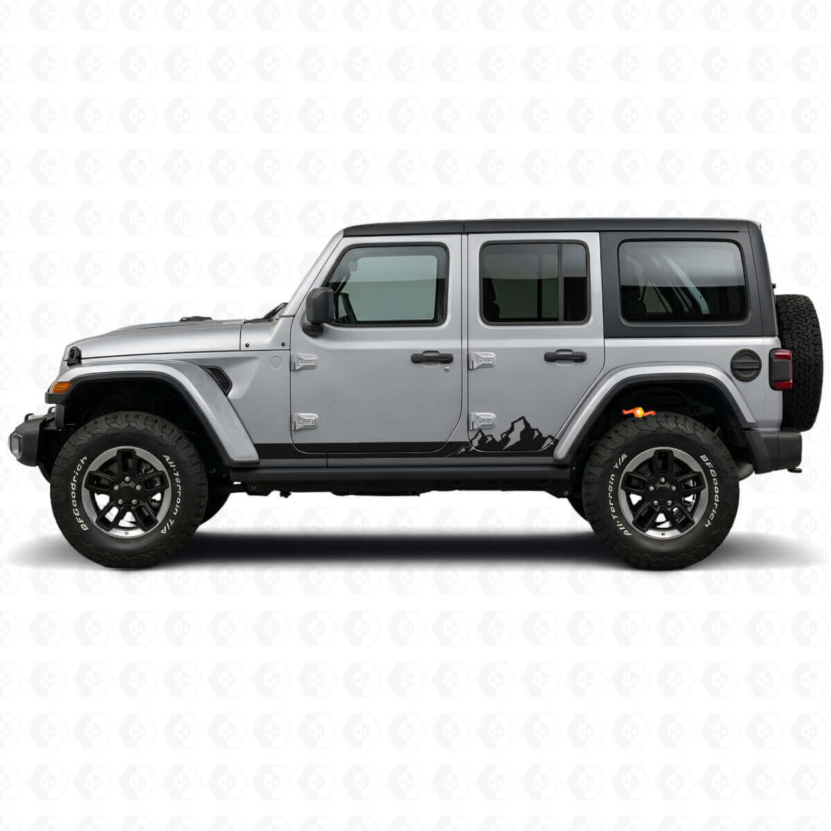Mountains Dunne Strepen Zijdelingse Vinylsticker voor Jeep Wrangler JL 2018+