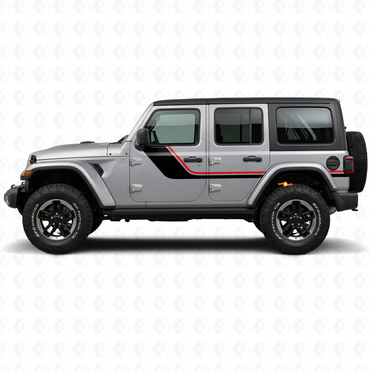 Twinstrepen Zijkant Vinyl Decal voor Jeep Wrangler JL 2018+