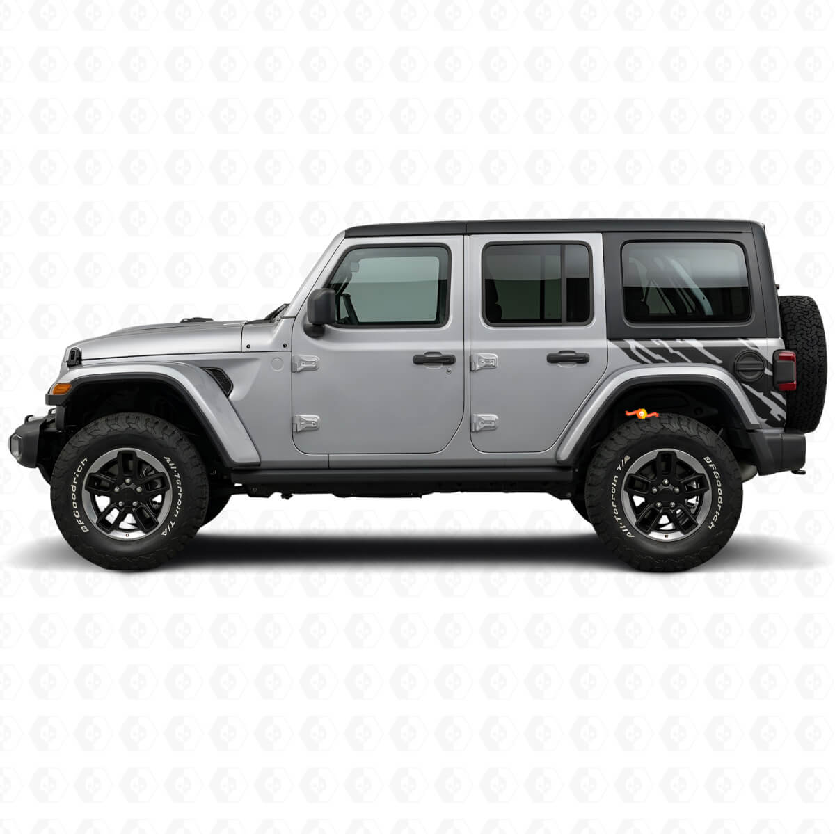 Modderspat grafische achterzijvinylsticker voor Jeep Wrangler JL 2018+