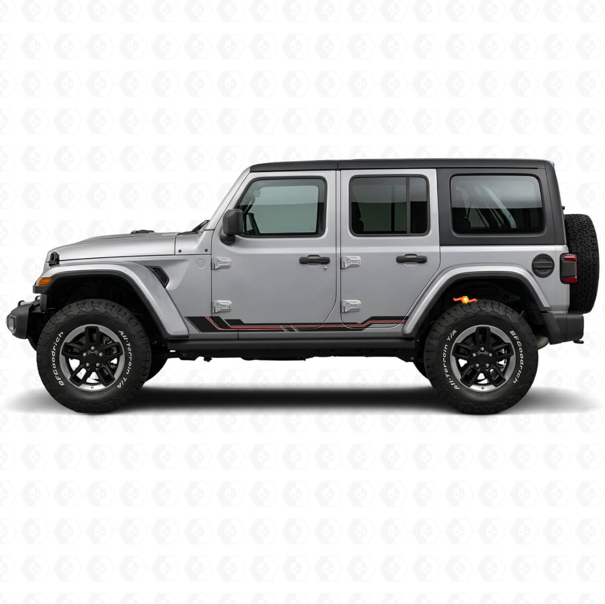 Gebogen Lijnen Rocker Panel Vinyl Decal voor Jeep Wrangler JL 2018+