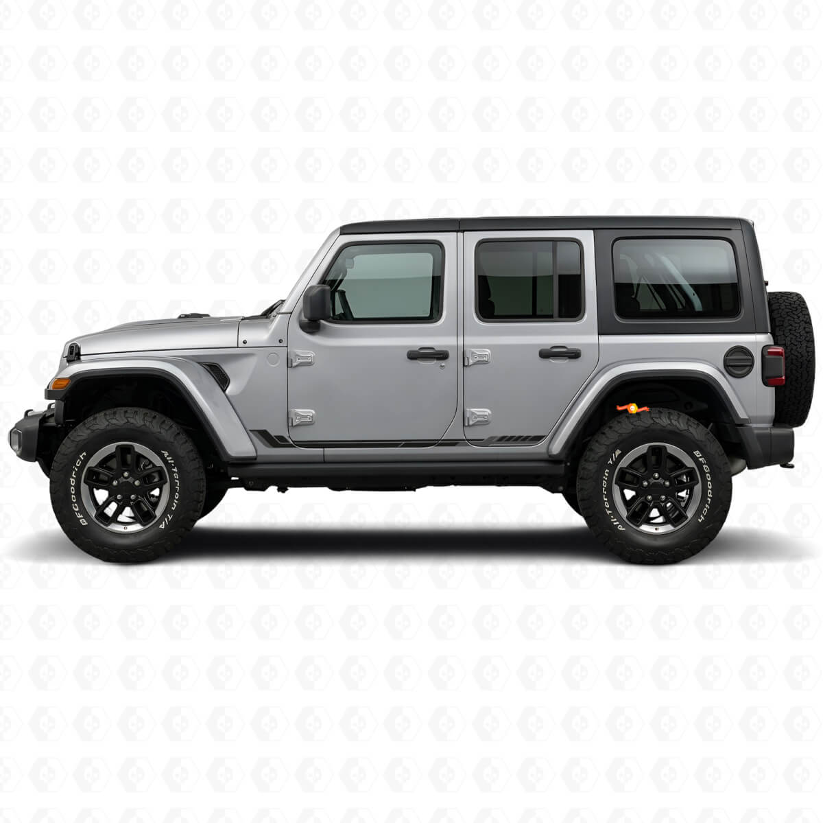 Vinylsticker met Racing Style zijstrepen voor Jeep Wrangler JL 2018+