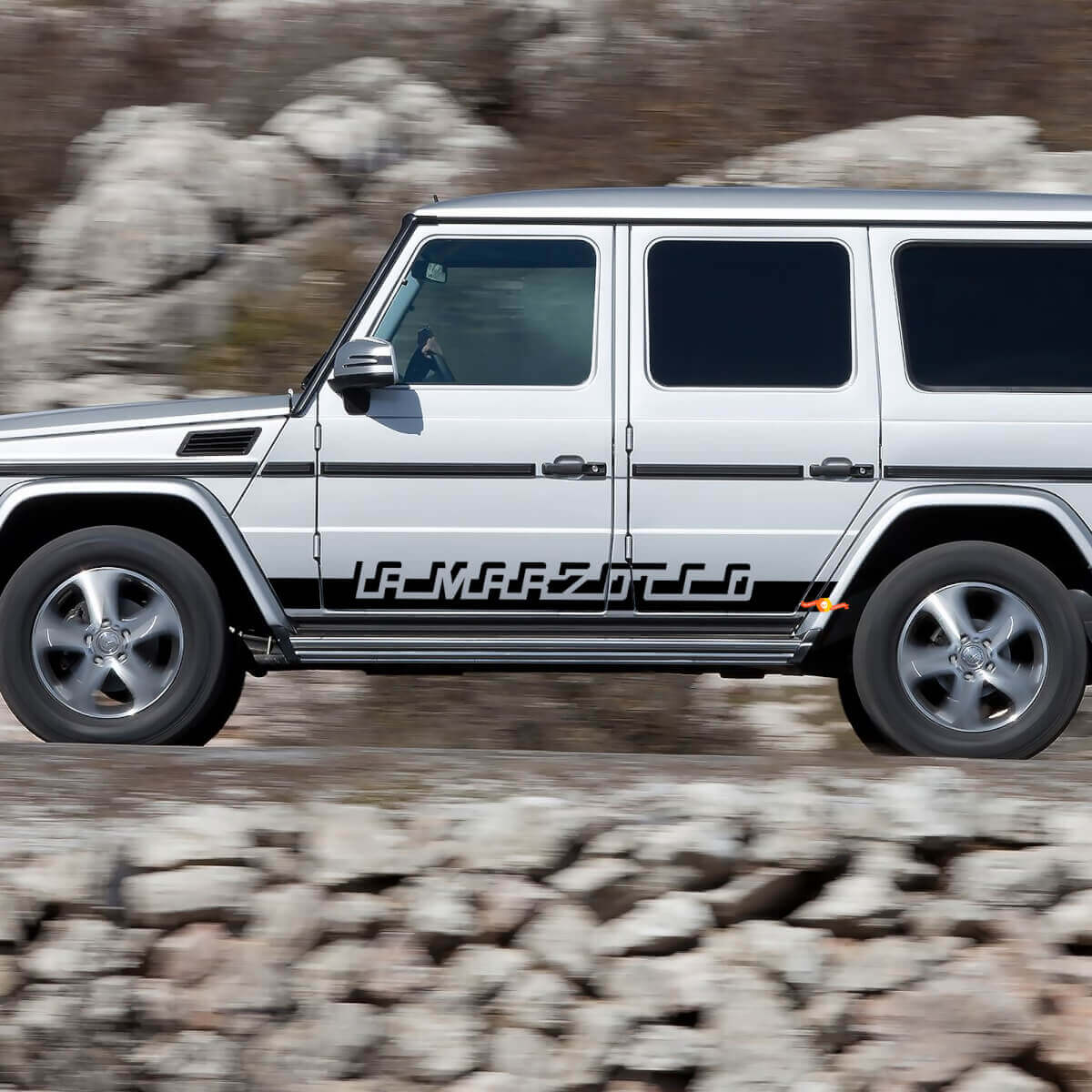 Aangepaste Tekst Race Strepen Zijkant Vinyl Decal Sticker voor Mercedes-Benz G-Klasse