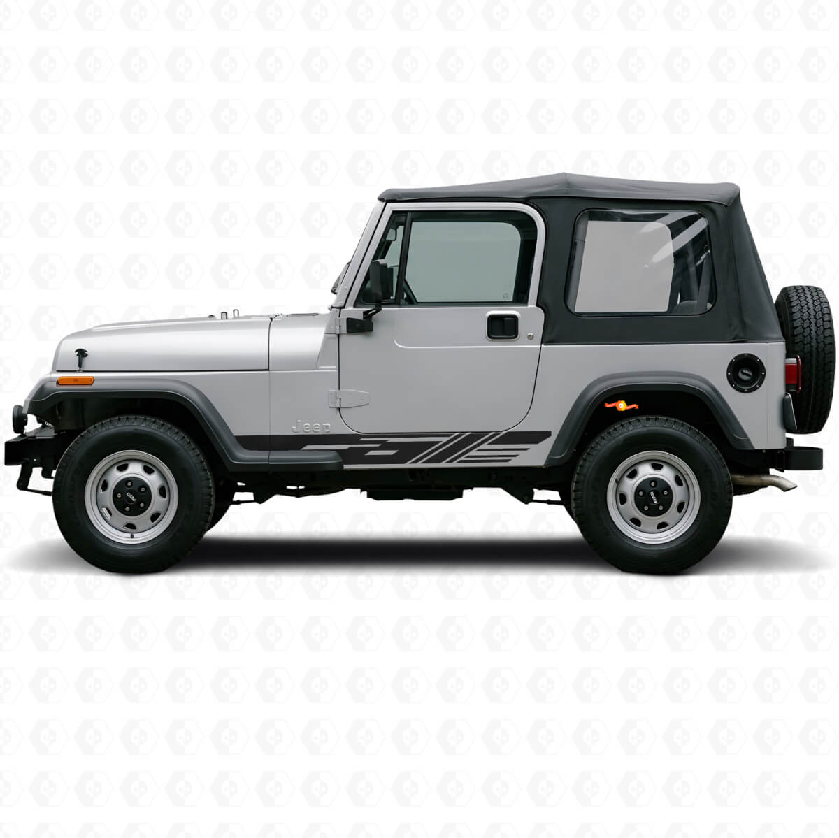 Geverfde Zijstrepen Vinylstickers voor Jeep Wrangler YJ 1987-1995
