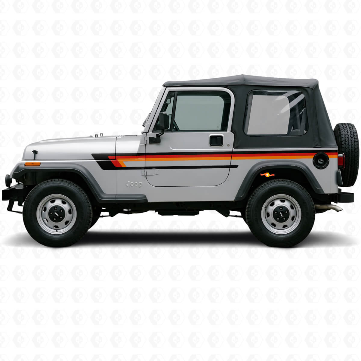 Drie Dubbele Strepen Deurzijde Vinyl Sticker voor Jeep Wrangler YJ 1987-1995
