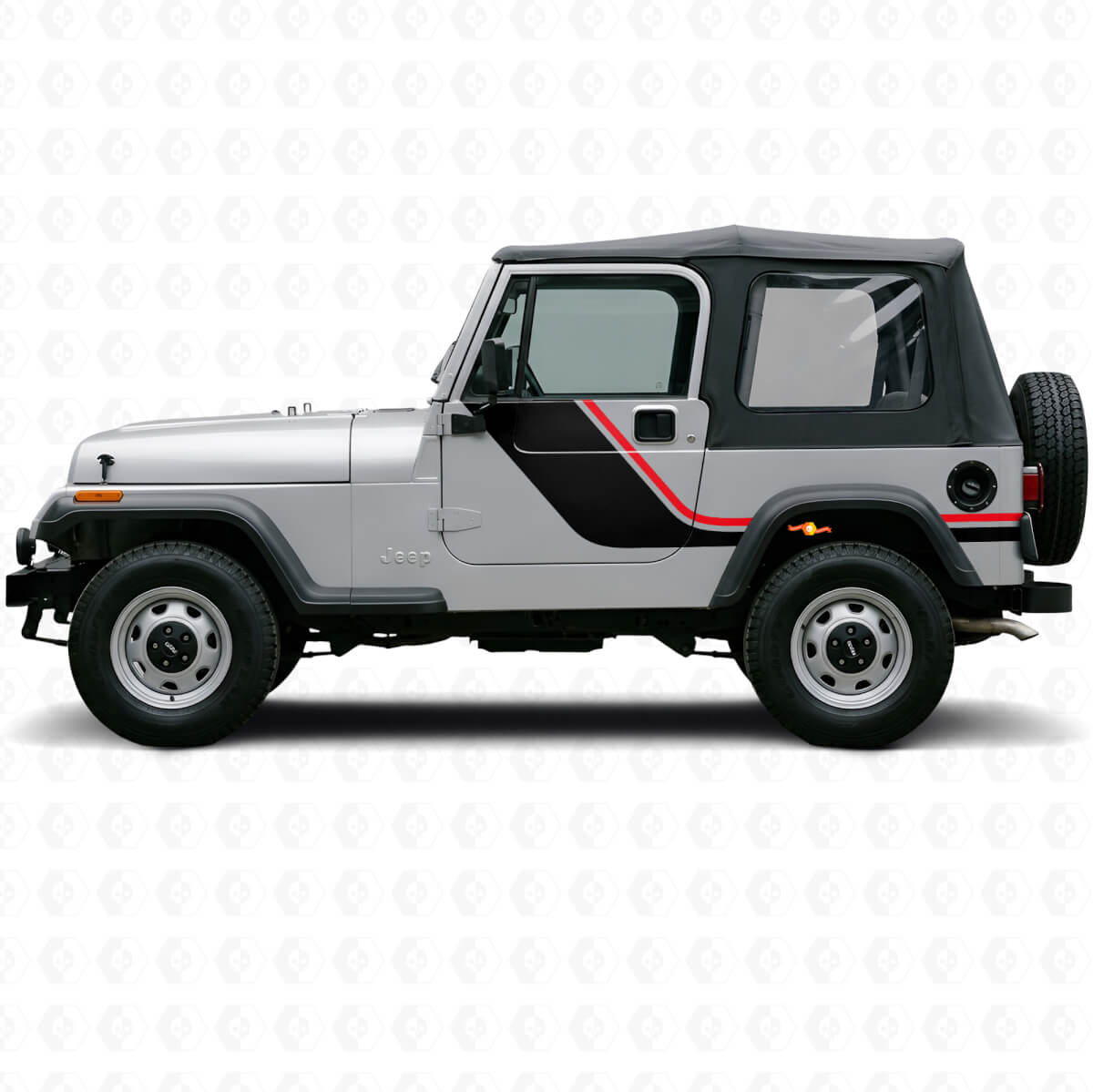 Twin Strepen Zijkant Vinyl Decal voor Jeep Wrangler YJ 1987-1995