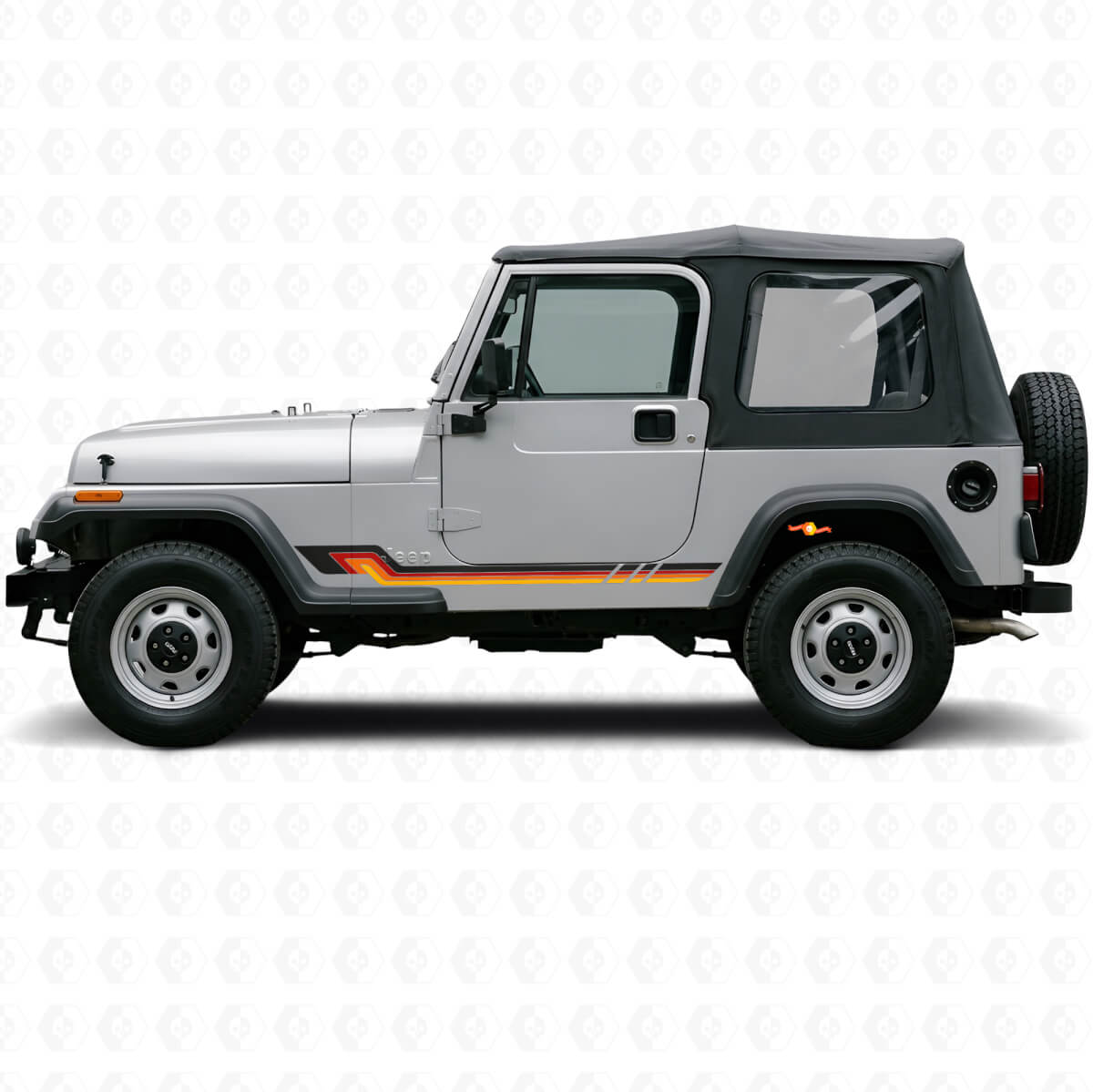 Vinylsticker met zijstrepen in vintage stijl voor Jeep Wrangler YJ 1987-1995