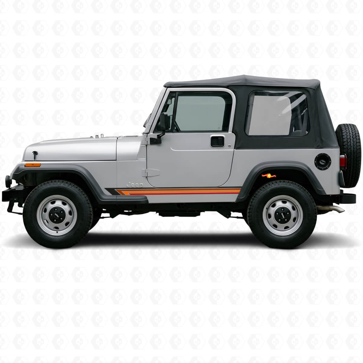 Vintage rechte strepen zijvinylsticker voor Jeep Wrangler YJ 1987-1995
