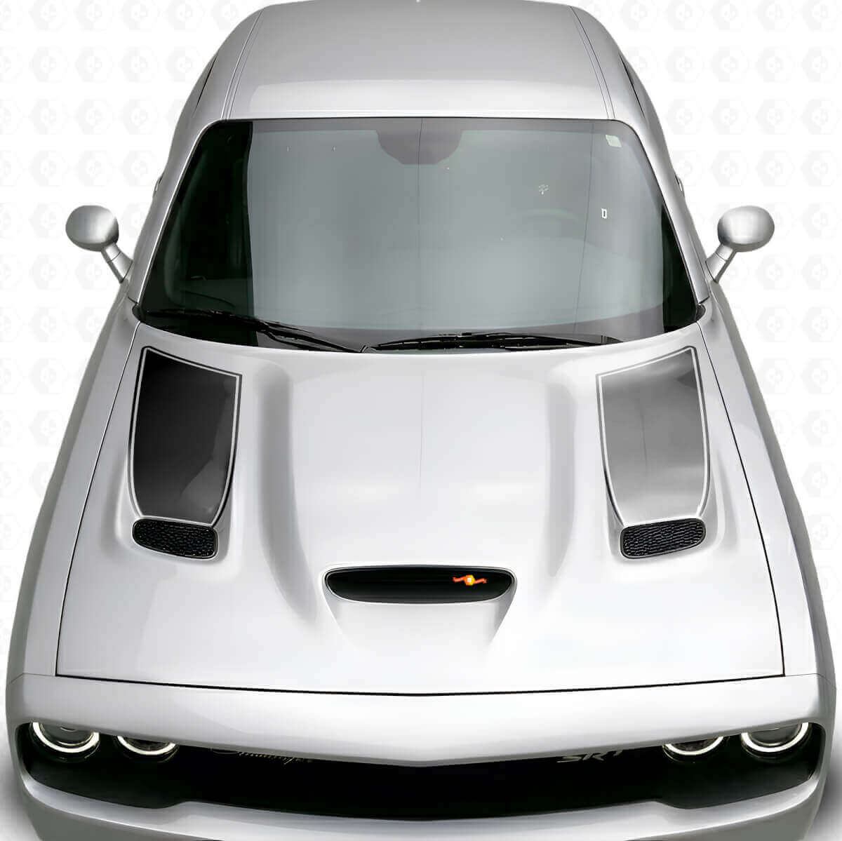 Blackout Outline Stripe Motorkapventilatie Inzet Vinyl Decal Kit voor Dodge Challenger 2015+