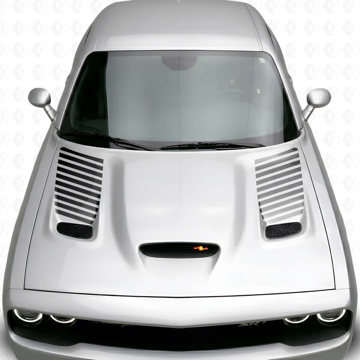 Gestreepte motorkapventilatie-inzet vinyl decal kit voor Dodge Challenger 2015+