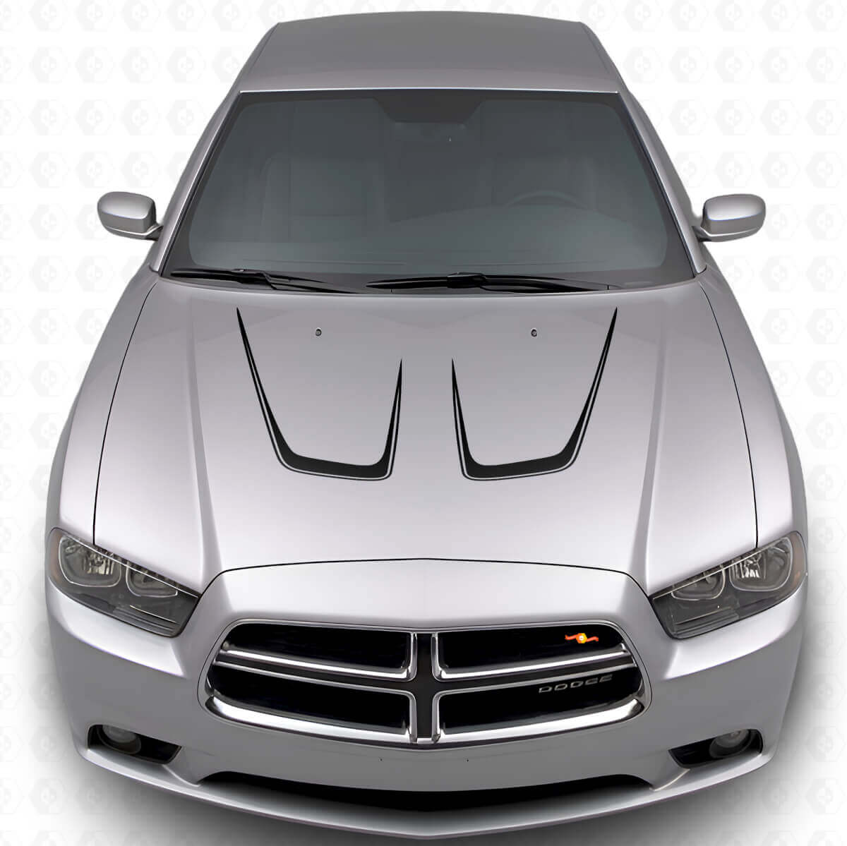 Twin Cambered motorkap strepen vinyl decal kit 2 voor Dodge Charger 2011-2014