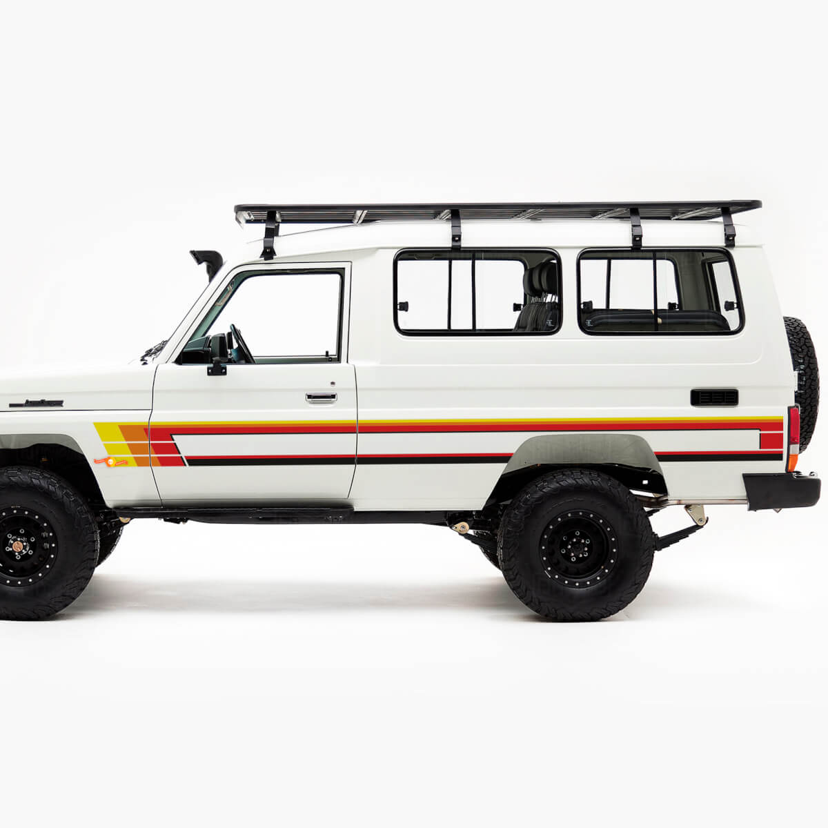Vintage stijl zijstrepen vinyl decalset voor Toyota Land Cruiser J75