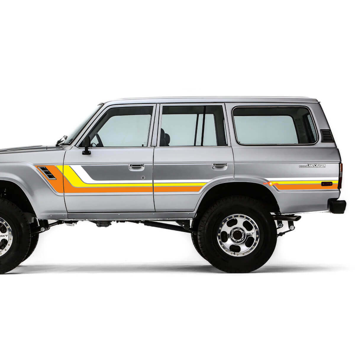 Vintage stijl zijstrepen vinyl decal kit voor Toyota Land Cruiser 1986