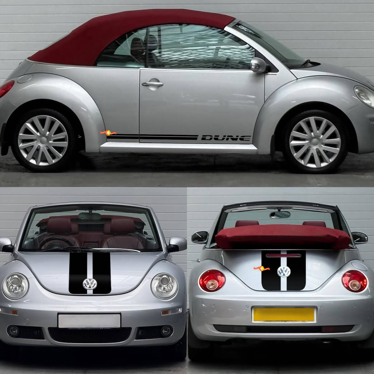 Dune Style Dubbele Strepen Motorkap Kofferbak Zij Vinyl Stickers Set voor Volkswagen Beetle Cabriolet