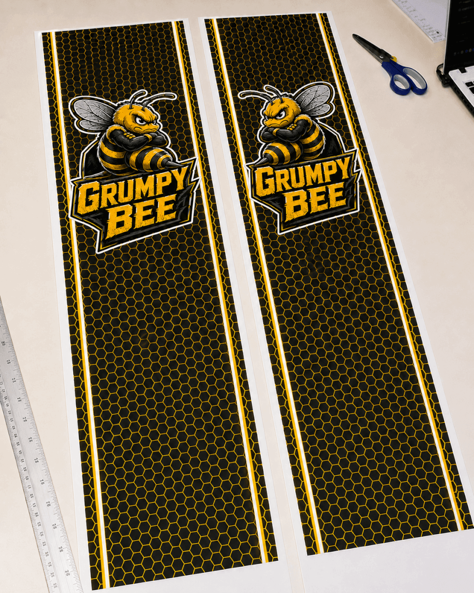Grumpy Bee Honeycomb Bed Side Stripe Stickers voor Dodge Ram 1500 2500