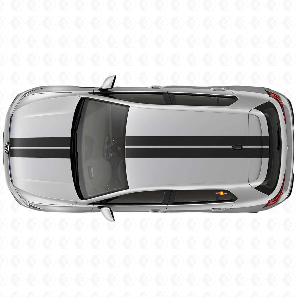 Dubbele Race Motorkap- & Dakstrepen Vinyl Decal Kit voor Volkswagen Golf R MK8 2023
