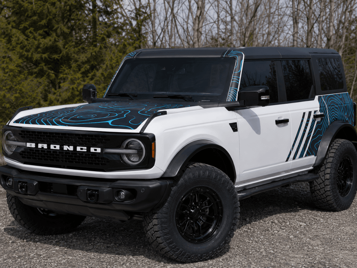 Topografische kaart volledige vinyl decal set voor Ford Bronco