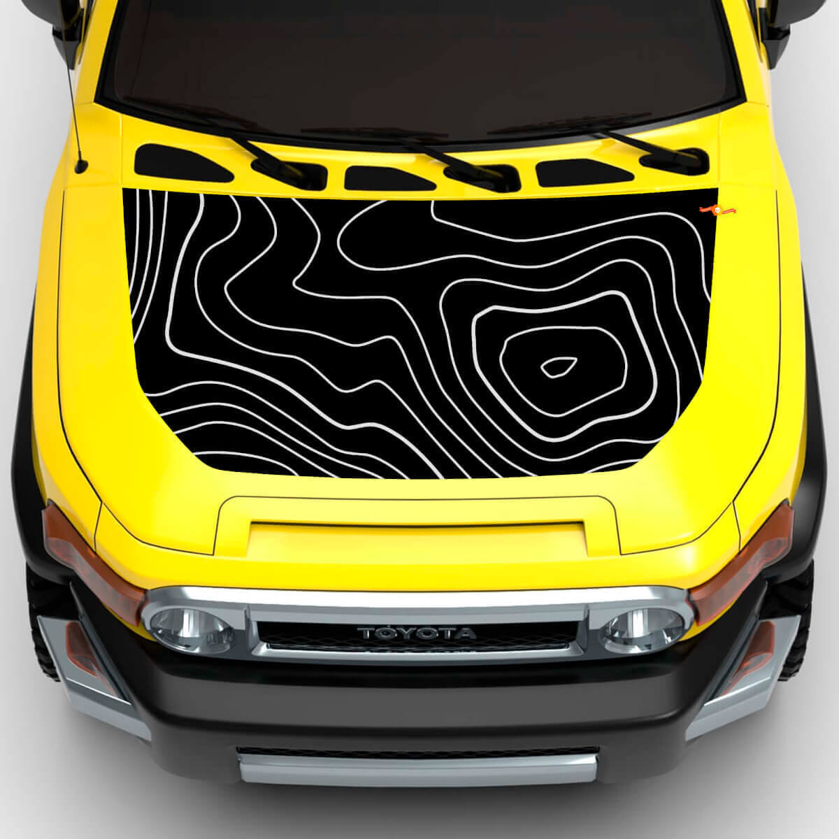 Topografische kaart motorkap en zijvinyl decal kit voor Toyota FJ Cruiser