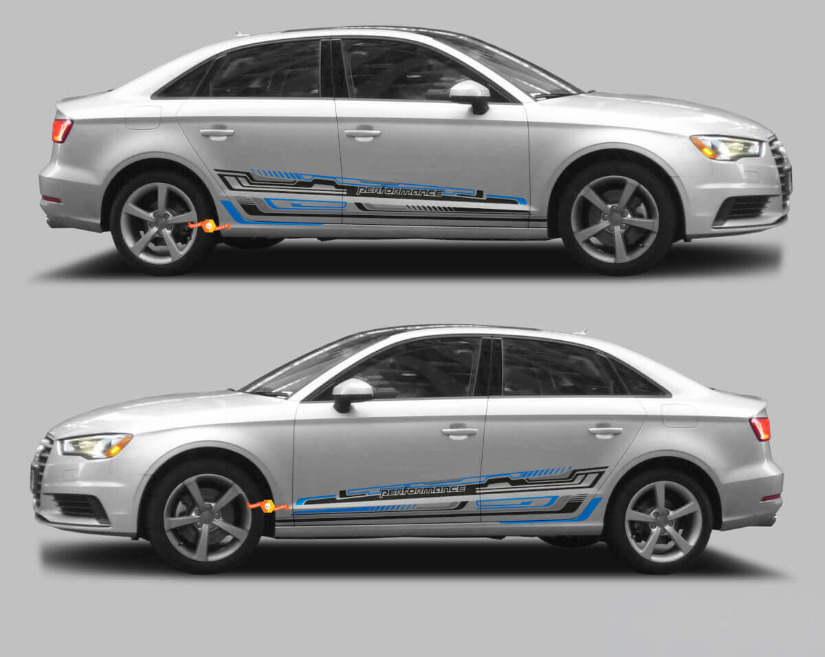 Techno Style zijstrips vinylstickerset voor Audi A3