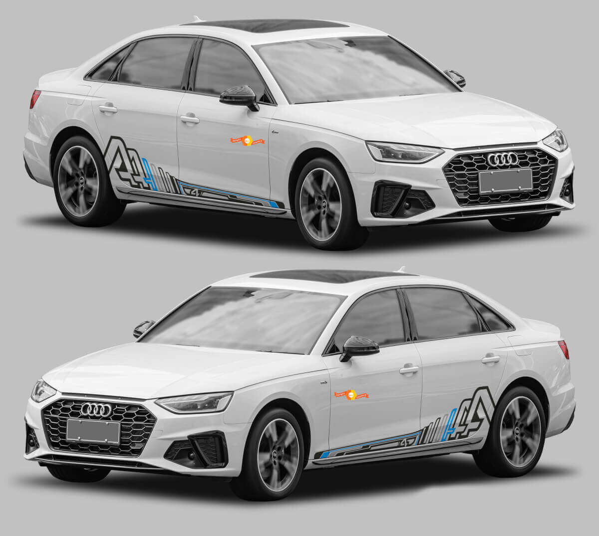 A4-stijl Rocker Panel Strepen Vinyl Decal Kit voor Audi A4