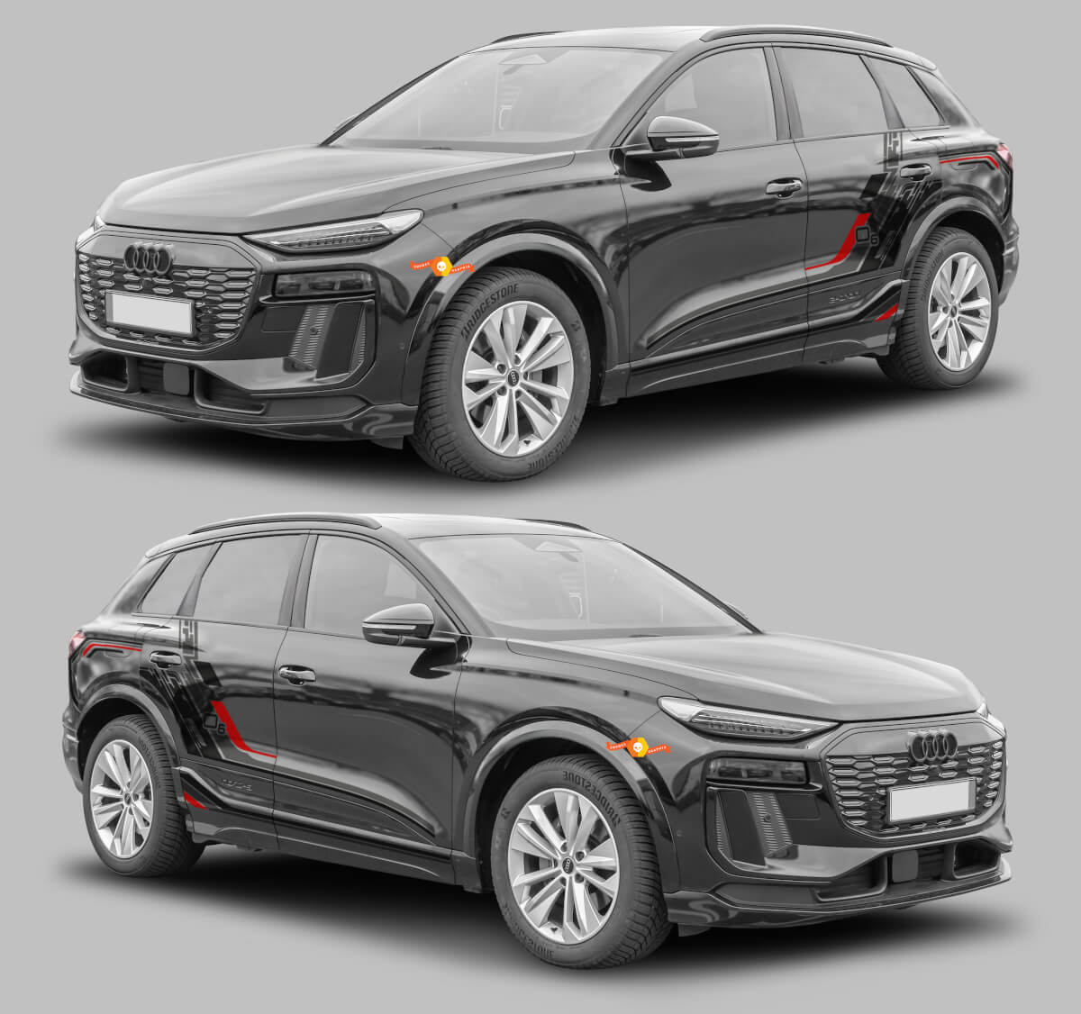 Techno Style Zijkant Strepen Vinyl Decal Kit voor Audi Q6 E-Tron