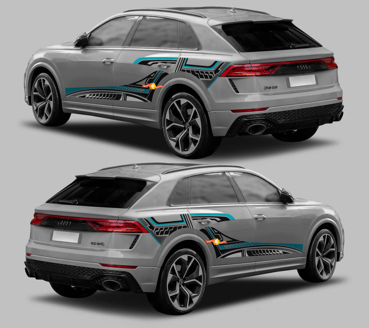 Abstract Grafische Stijl Zijstrepen Vinyl Decal Kit voor Audi RS Q8