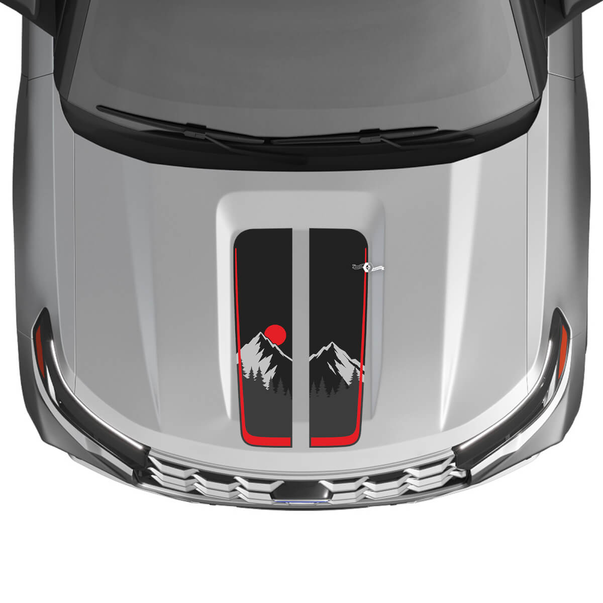 Mountain Sunset motorkapstrepen vinyl decal kit voor Musclecar Explorer ST 2020-26
