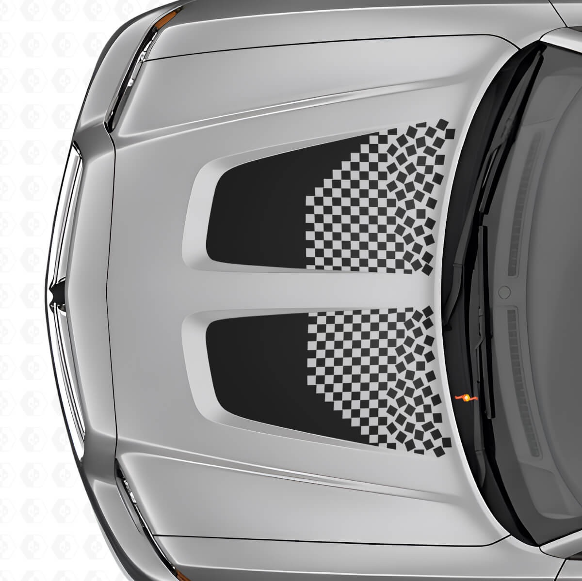 Dubbele geblokte motorkapstrepen vinyl decal set voor Dodge Charger