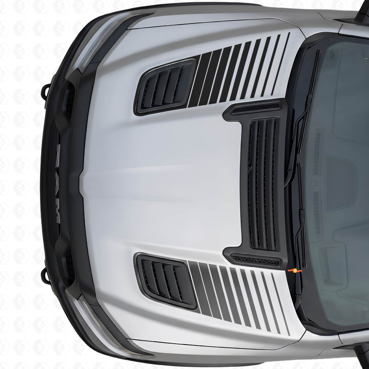 Dubbele Stroboscoop Motorkapventilatierstrepen Vinyl Decals Set voor Dodge Ram Sport 2019+