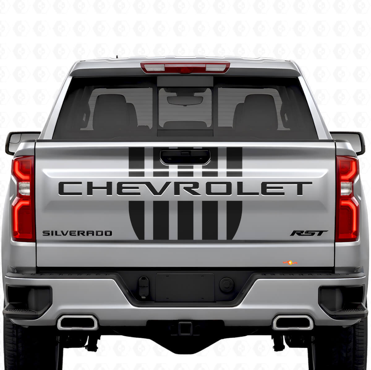 Stars & Steel Stijl Achterklep Strepen Vinyl Stickers Set voor Chevrolet Silverado