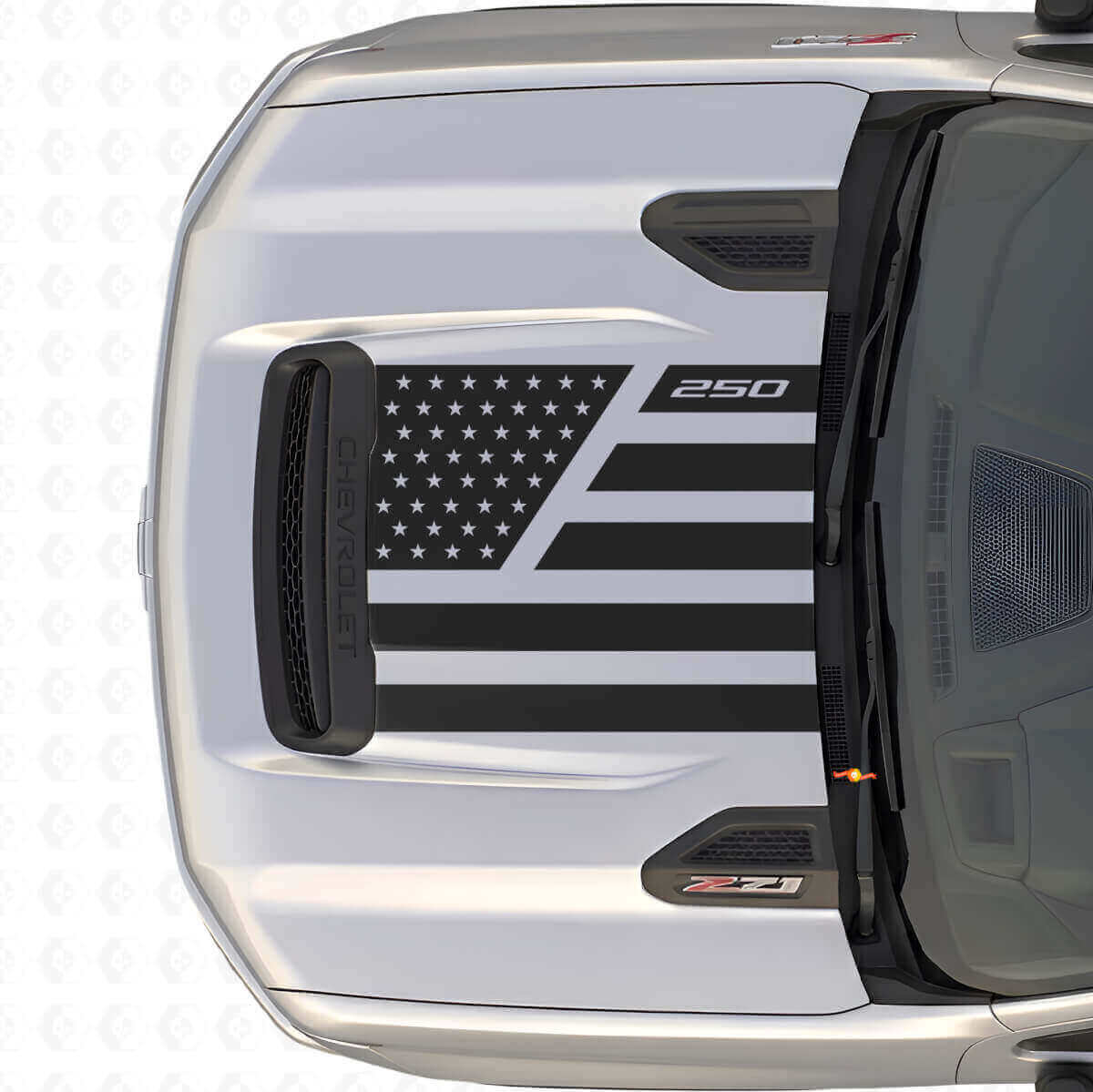 USA-vlag Sterren & Stalen Stijl Motorkap Vinyl Decal voor Chevrolet Silverado 2500 HD