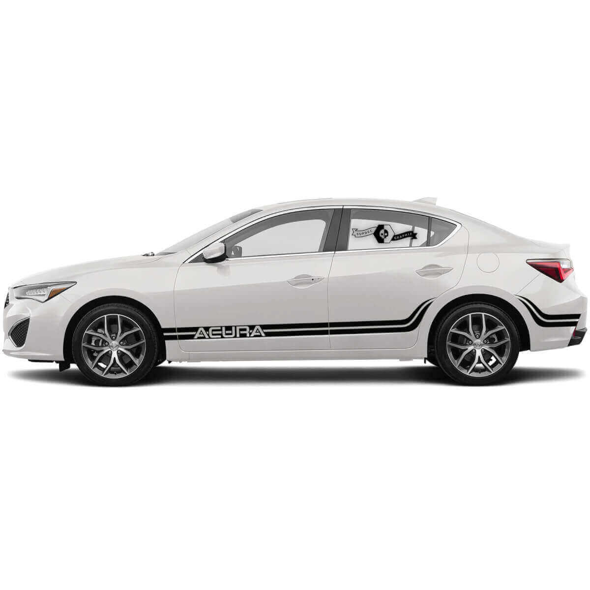 Dubbel Gebogen Zijstrepen Vinyl Decal Kit voor Acura ILX