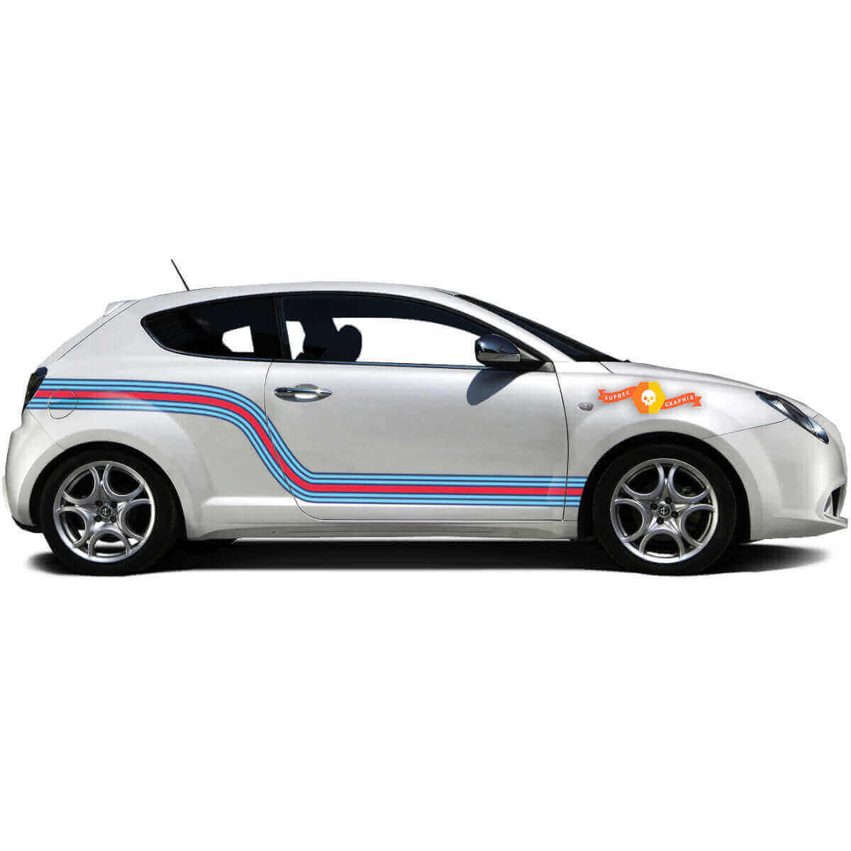 Racingstijl Gebogen Zijstrepen Vinyl Decal Kit voor Alfa Romeo