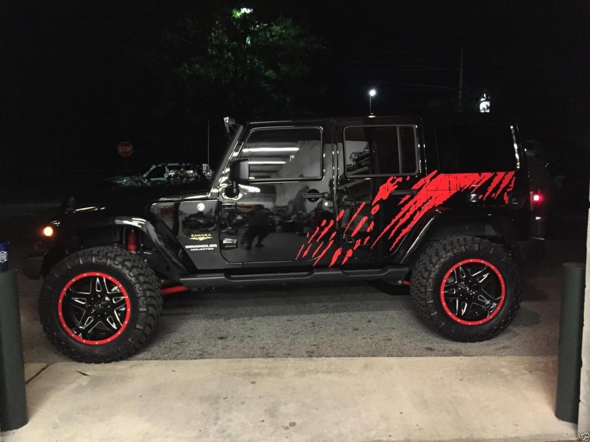Modderspat Zijgraphics Vinyl Decal Kit voor Jeep Wrangler Unlimited