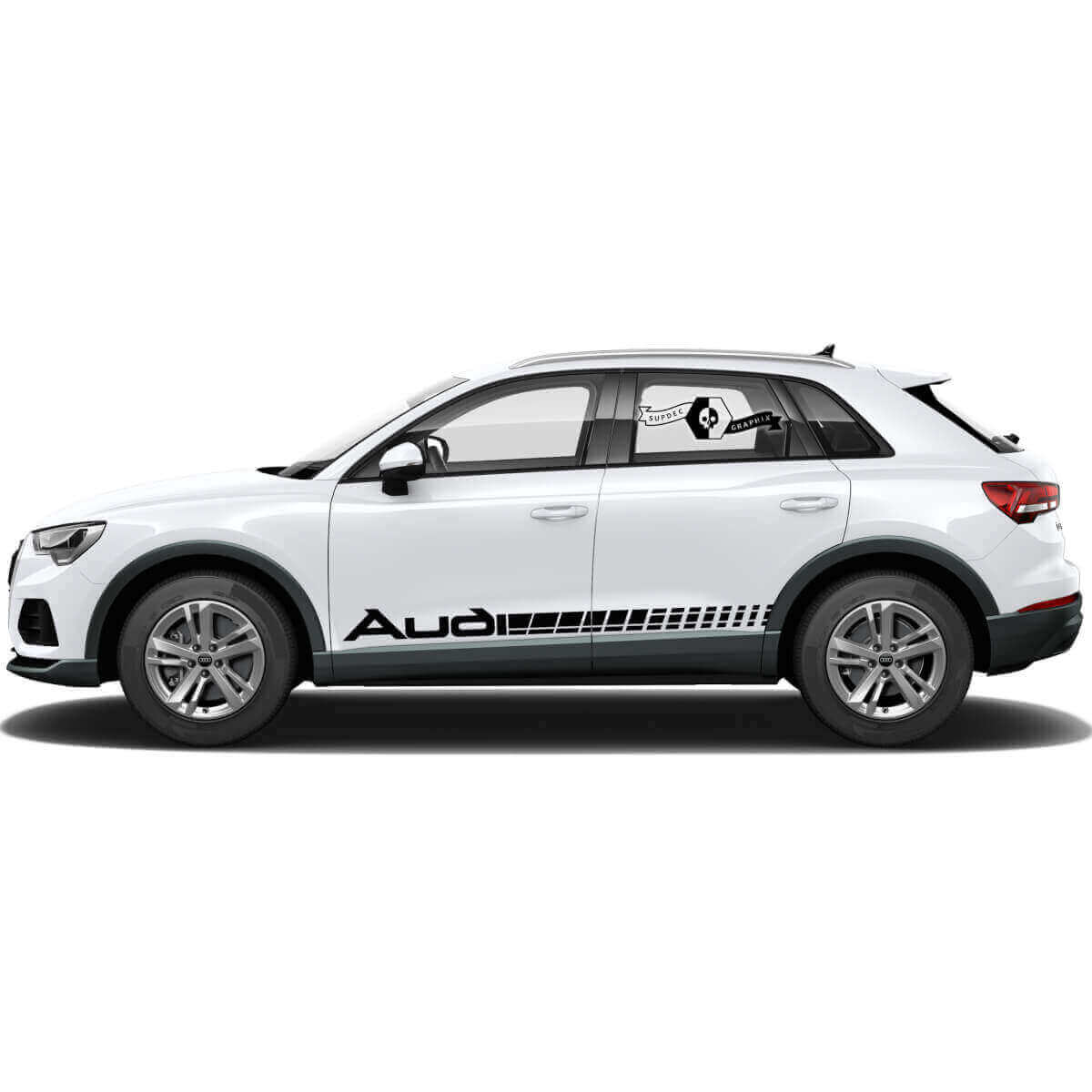 Gemerkt Strobe Zijstrepen Vinyl Decal Set voor Audi Q3