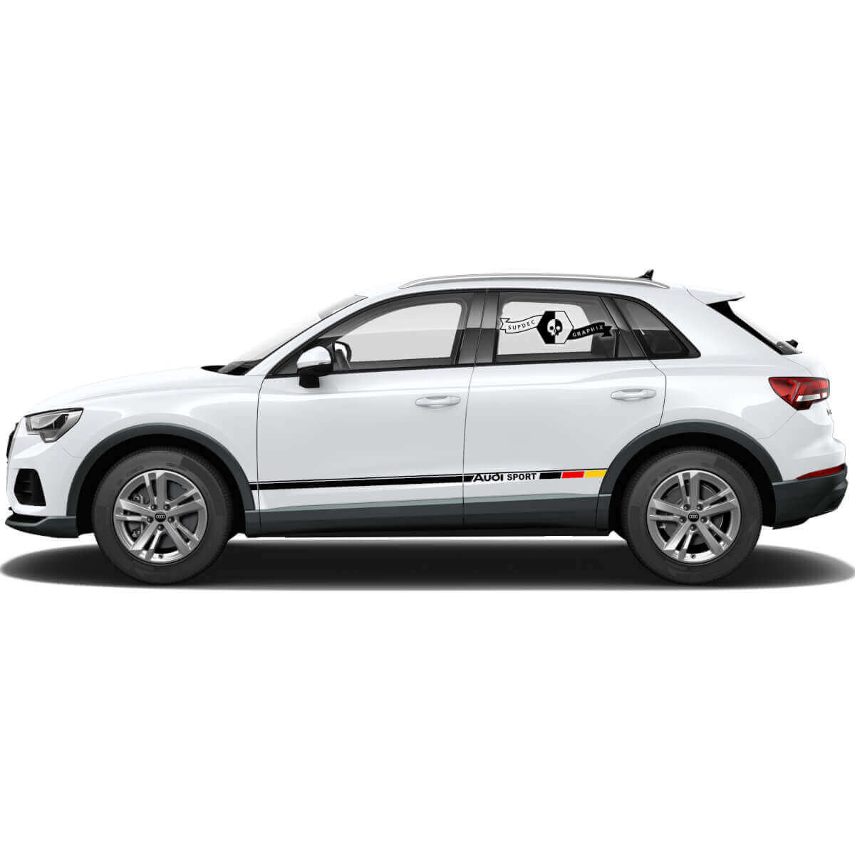 Duitse Vlag Stijl Zijstripes Vinyl Decal Set voor Audi Q3