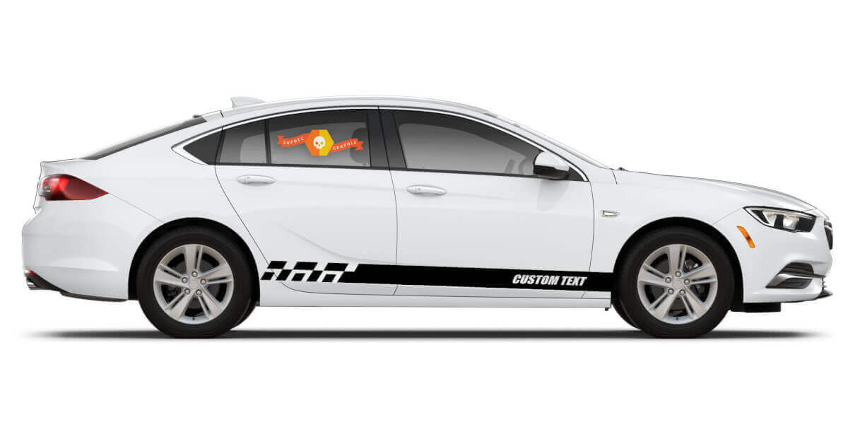 Gedecoreerde strepen met aangepaste tekst zij vinyl decal kit voor Buick Regal