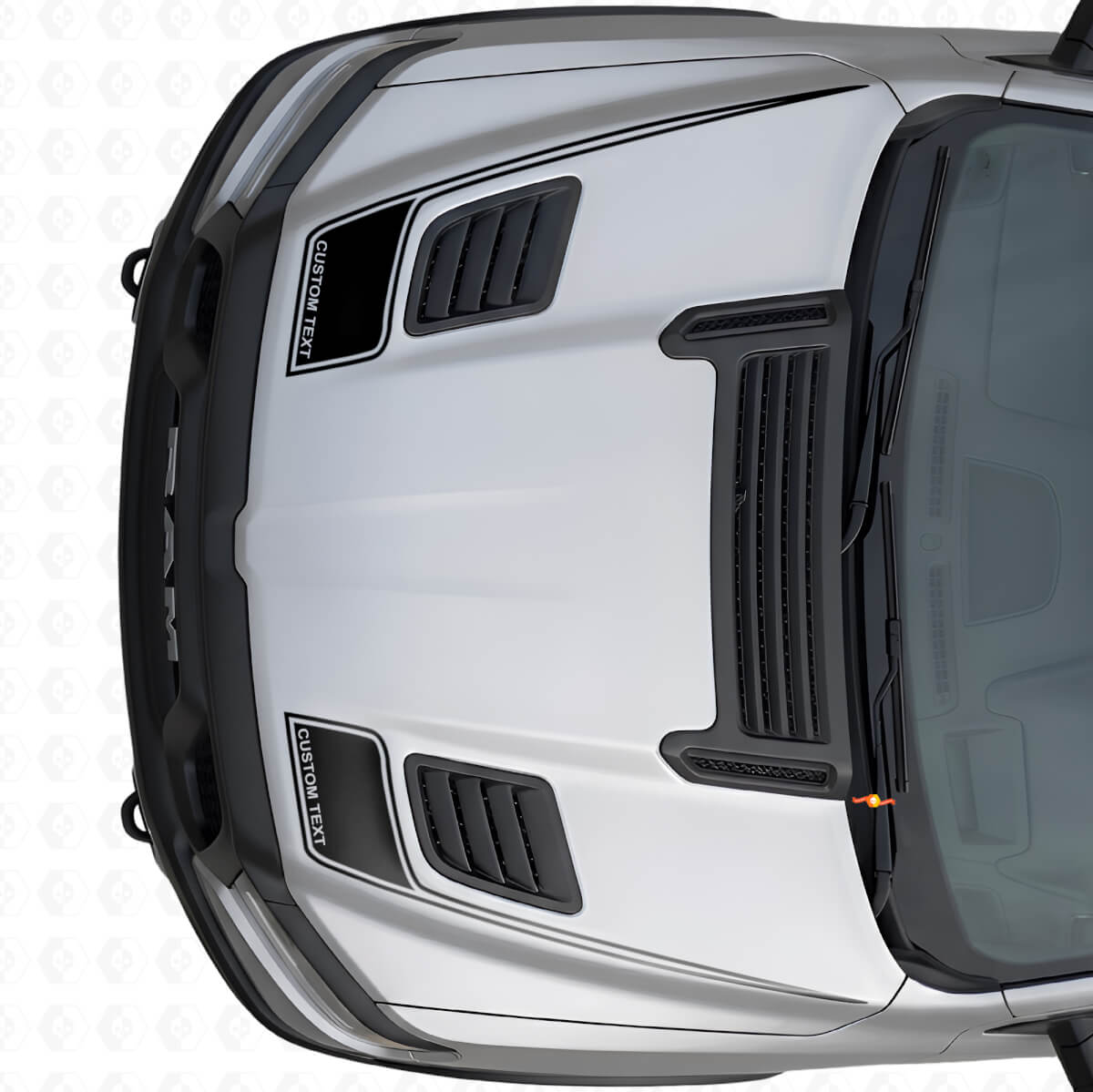 Outline Custom Text Motorkap Strepen Vinyl Decal Set voor Dodge Ram Sport 2019+