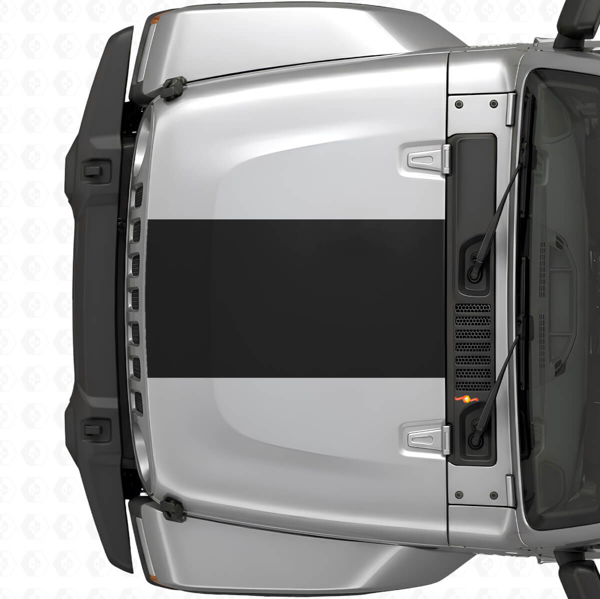 Centrale brede motorkapstreep vinyl decal voor Jeep Wrangler 2007+