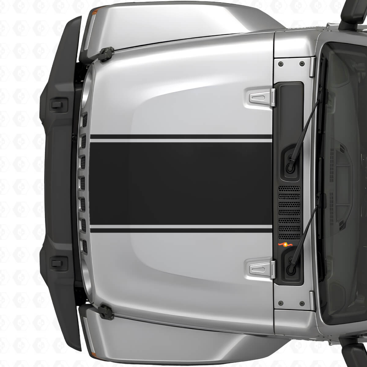 Centrale Outlinestreep Motordeksel Vinyl Decal voor Jeep Wrangler 2007+
