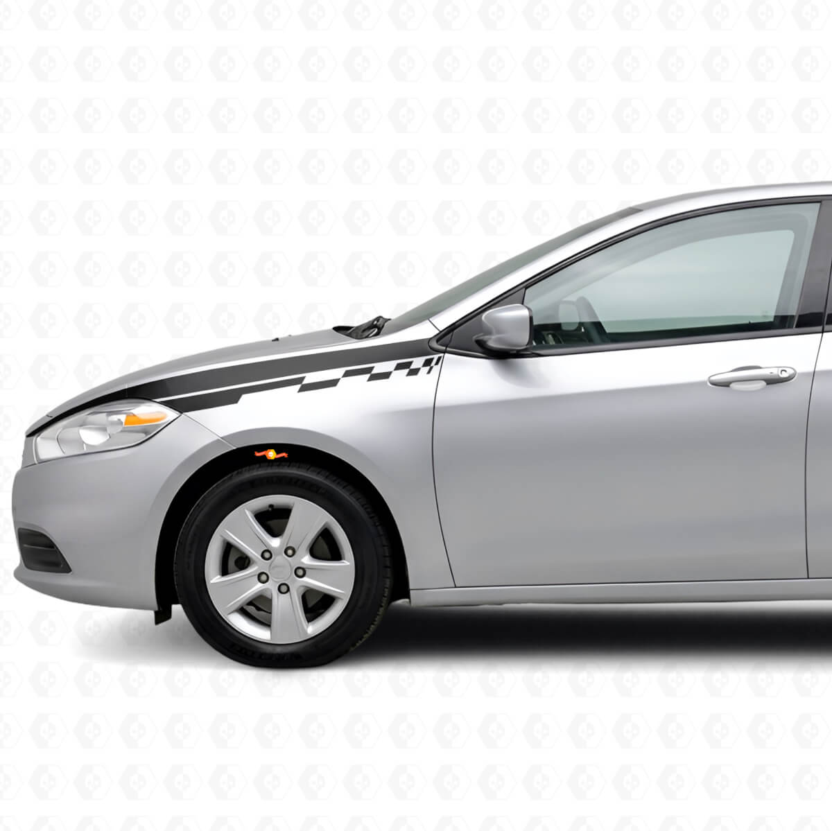 Rechte Geruite Voorspatbord Strepen Vinyl Decal Kit voor Dodge Dart 2013+